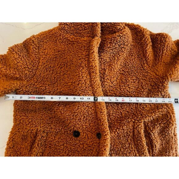 Pretty Garden Women's Knee Length Teddy Bear Fleece Coat with Hood Size L - Picture 9 of 10